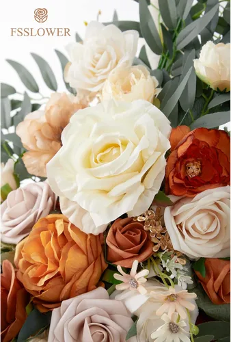 Miniatura 6 de Kit de flores para arco de boda con cortinas (paquete de 4) – 2 guirnaldas artificiales de terracota de lujo con 2 cortinas transparentes