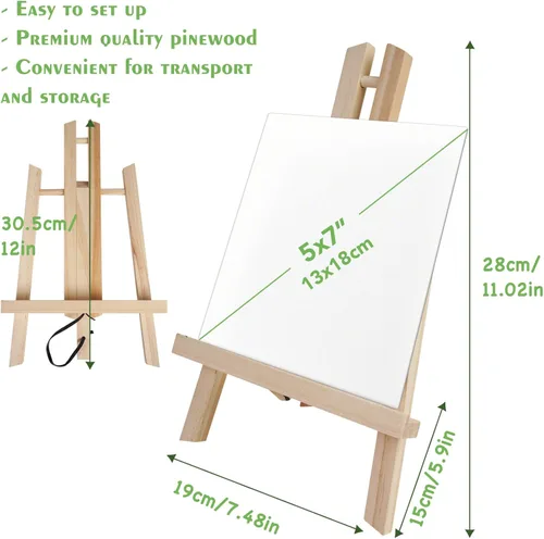 Miniatura 4 de Paquete de 12 caballetes de mesa de madera para pintar y exhibir, soporte de trípode portátil de 11.8 pulgadas para lienzo de 8 x 10 y 11 x 14
