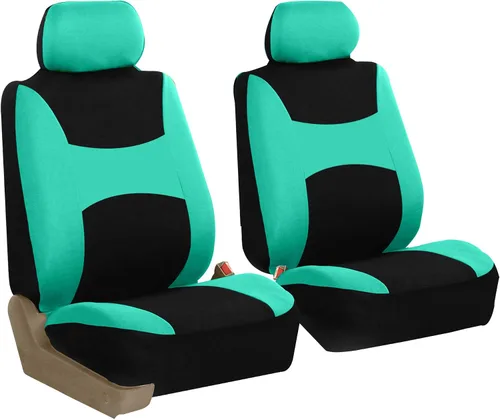 Miniatura 14 de TLH - Juego de fundas de asiento de tela plana ligera y fresca para automóvil, solo para el conjunto delantero, compatible con bolsa de aire