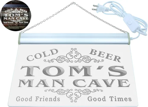 Miniatura 2 de ADVPRO Tom's Man Cave Beer Ale Bar Custom Name Letrero de neón blanco 12 x 8.5 pulgadas st4s32-x0154-tm-w