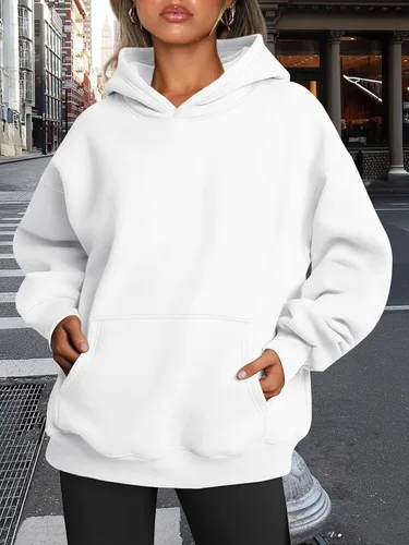 Miniatura 256 de Trendy Queen - Sudaderas extragrandes con capucha para mujer, suéteres de manga larga, sin botones, de vellón, de otoño, ropa de invierno