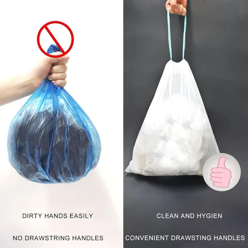Miniatura 5 de Bolsas de basura de 3.2 galones, 100 bolsas de basura para baño, correa azul, bolsas de basura para cocina (blanco) con cordón de embalaje rápido