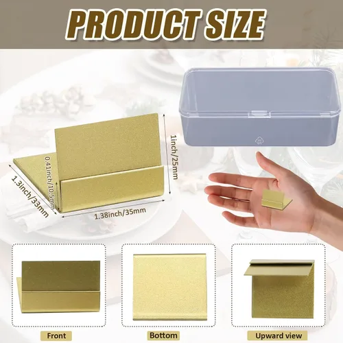 Miniatura 3 de 12 soportes dorados para números de mesa, soportes de metal para tarjetas, caja de almacenamiento, soportes ideales para bodas, aniversarios, fiestas