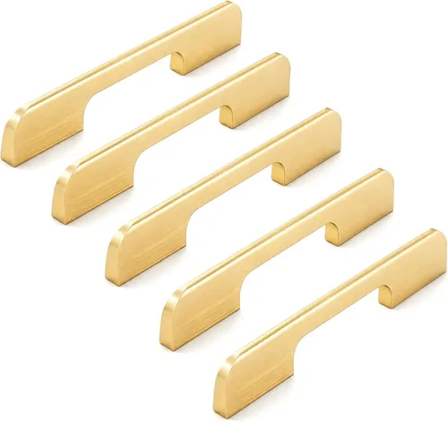 Miniatura 6 de Paquete de 5 manijas de gabinete de cocina, tiradores de cajón color negro sólido, herrajes largos para muebles de tocador (4.53 pulgadas)