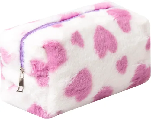Miniatura 9 de Bolsa de Maquillaje a Cuadros de Felpa Bolsa de Cosméticos Estética a Cuadros Bolsos de Mano Lindos con Cremallera Bolsa de Viaje para Artículos