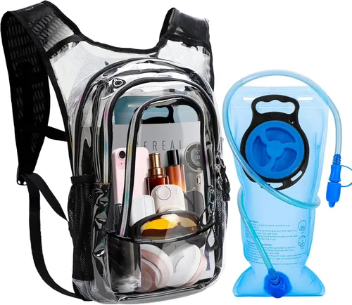 Miniatura 8 de Mochila de hidratación, paquete de hidratación para festivales y raves, mochila de agua con bolsa de hidratación de 2L, mochila de hidratación