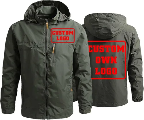 Abrigo de invierno para hombre, con nombre de logotipo, chaqueta de esquí, impermeable, cortavientos con capucha y capucha para escalada de montaña