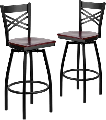 Miniatura 16 de Flash Furniture HERCULES Series Black ''X'' Taburete giratorio de metal – asiento de vinilo negro