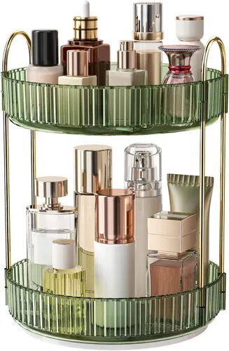 Miniatura 10 de Organizador de maquillaje giratorio de 360°, almacenamiento de maquillaje de gran capacidad, organizador de perfumes de 3 niveles, organizador
