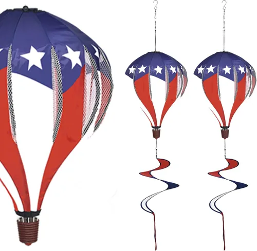 FENELY Globo de aire caliente patriótico para jardín, molinos de viento gigantes, molinillos de viento Whirligigs juguetes para decoración de patio