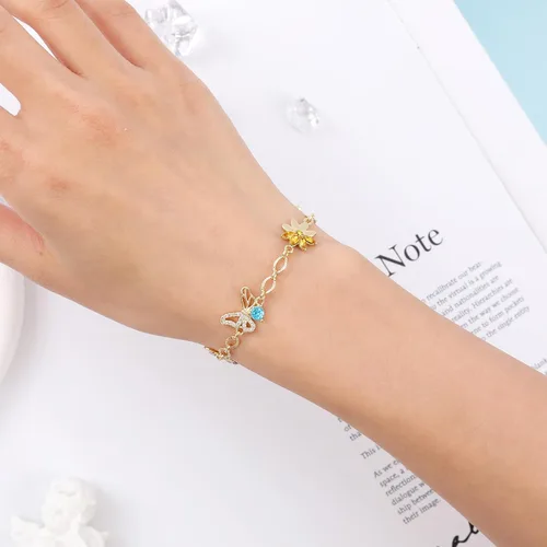 Miniatura 5 de Gold Plated Sunflower Butterfly Chain Bracelet for Women Sunflower Butterfly Chain Bracelet Rhinestone Insect Flower Alloy Bracelet Charms Bracelet