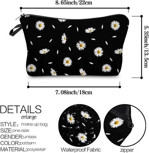 Miniatura 2 de Deanfun Bolsa de cosméticos para mujer, flores de mandala, bolsas de maquillaje impermeables, bolsa espaciosa para artículos de tocador, accesorios