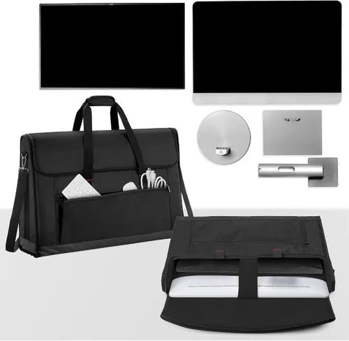 Miniatura 6 de Trunab Estuche de transporte para monitor de 24 a 27 pulgadas, bolsa de viaje acolchada con capacidad para hasta 2 pantallas LCD/televisores,