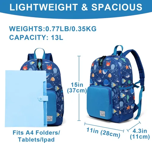 Miniatura 2 de VASCHY - Mochila preescolar para niños y niñas, liviana, resistente al agua, con correa en el pecho