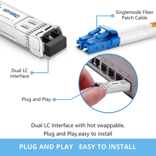 Miniatura 3 de Paquete de 2 transceptores 10GBase-LR SFP+, módulo LC dúplex SFP+ monomodo 10G, compatible con Cisco SFP-10G-LR, Ubiquiti UF-SM-10G, Meraki, X2
