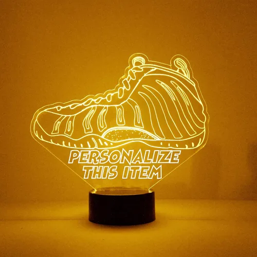 Lámpara de luz nocturna LED personalizada para tenis con control remoto, texto personalizado, pantalla acrílica con 16 colores y 4 modos, batería o