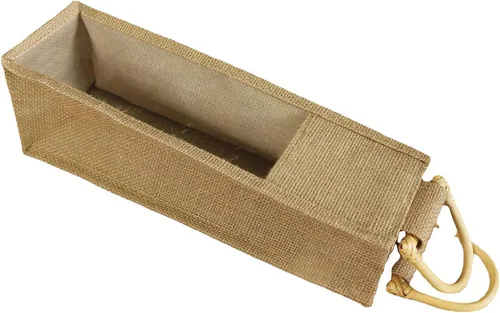 Miniatura 3 de Vpang Bolsa ecológica para botella de vino de arpillera con mango de bastón, bolsa de yute para embalaje de regalo, dulces, decoraciones navideñas