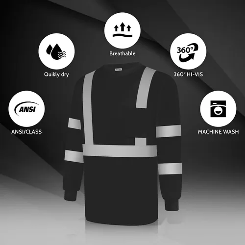 Miniatura 5 de Camisas de seguridad Uno Mejor para hombre Clase 3 Camisas de alta visibilidad, Camisas reflectantes de alta visibilidad para hombre y mujer