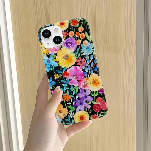 Miniatura 8 de J.west Funda compatible con iPhone 14 para mujer, bonito diseño floral femenino, patrón kawaii de flores silvestres en acuarela para niñas