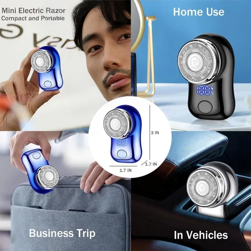 Miniatura 6 de Mini afeitadora eléctrica, portátil y potente maquinilla de afeitar para hombres y mujeres, recargable por USB C, pantalla de alimentación
