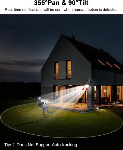Miniatura 4 de ANRAN Cámara de seguridad solar celular 4G LTE inalámbrica para exteriores, sin WiFi 2K, visión nocturna a color, vista en vivo de 360°, sensor