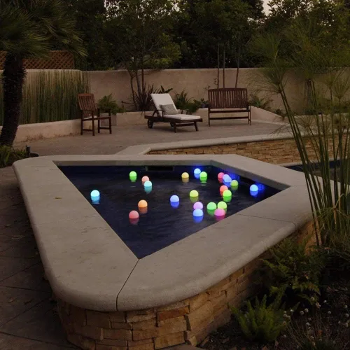 Miniatura 4 de YESIE 2 paquetes de luces flotantes para piscina, lámpara LED recargable de orbe de 3 pulgadas, material duradero de 150°F, accesorios para bañera