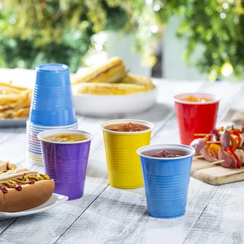 Miniatura 3 de GUSTO Vasos de plástico desechables para fiestas, 12 onzas, 240 unidades, varios colores, para fiestas, eventos y uso diario, paquete muy cómodo