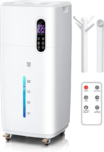 Humidificador de 26L/5.7 galones para habitación grande, 3000 pies cuadrados, niebla fría de gran tamaño, humidificadores silenciosos de 38 horas