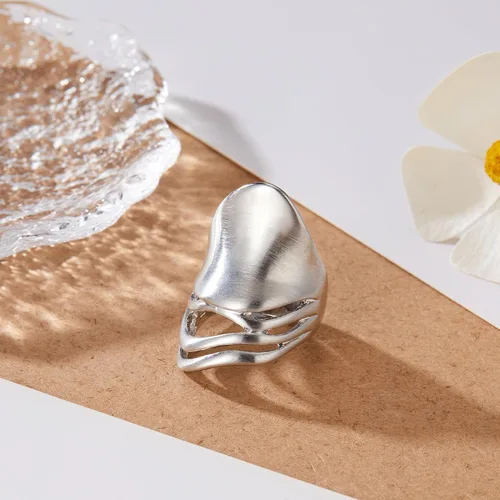 Miniatura 5 de Anillos de oro para mujer, anillo chapado en oro de 18 quilates, anillo grueso, banda de flores, diseño de máscara de cóctel, joyería para niñas