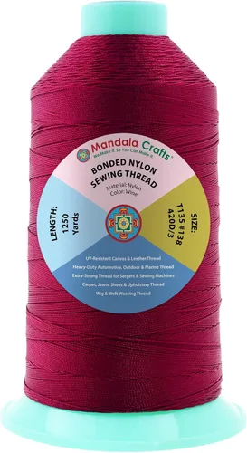 Miniatura 252 de Mandala Crafts - Hilo de nailon para coser cuero, tapicería, mezclilla y para trenzar el pelo; resistente, 1500 yardas, tamaño 69 T70 Verde oliva