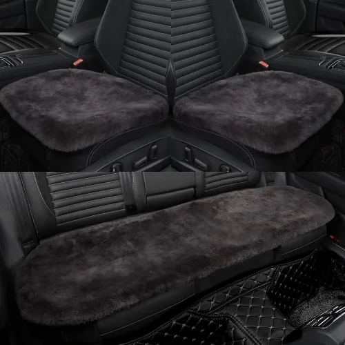 Miniatura 19 de IRIWOOL Almohadilla de asiento de piel de oveja auténtica, funda de asiento de lana suave australiana, transpirable y absorbente del sudor, cómoda