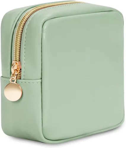 Miniatura 10 de Wandering Nature Pequeña bolsa de maquillaje para bolso, bolsa de cosméticos con cremallera para mujer, bolsa de viaje de cuero vegano ecológico