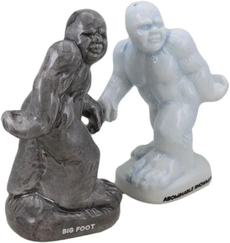 Miniatura 5 de Ebros - Juego de salero y pimentero de cerámica con diseño de muñeco de nieve blanco abominable y muñeco de nieve blanco, Yeti y gris, Sasquatch