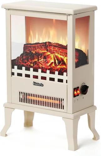 Miniatura 9 de TURBRO Suburbs TS17Q - Chimenea eléctrica infrarroja, 19 pulgadas, vista de 3 lados, llama realista, protección contra sobrecalentamiento