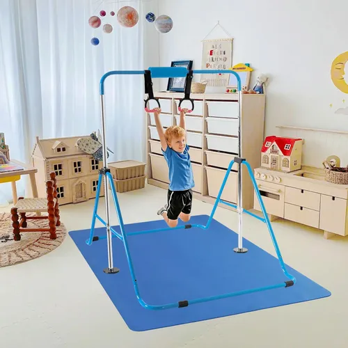 Miniatura 8 de Gymnastics Bar for Kids,Folding Gymnastic Training Kip Bar with Rings,Gymnastics Equipment for Kids,5-Level Adjustable Height Fitness Equipment for