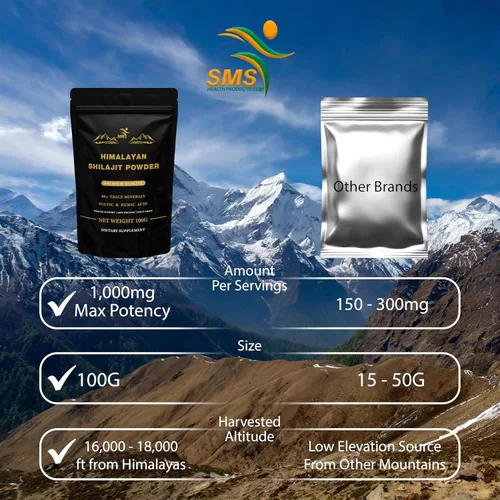 Miniatura 2 de Shilajit en polvo puro del Himalaya, sin rellenos, Shilajit de grado dorado con ácido fúlvico y más de 85 oligominerales, suplemento natural 100%