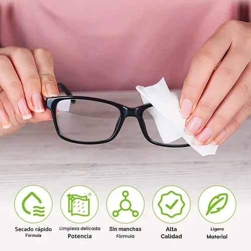Miniatura 5 de Care Touch Toallitas para Lentes de Anteojos - 100 Unidades de Toallitas Prehumedecidas Envueltas Individualmente, 5 x 6 Pulgadas - Limpiador
