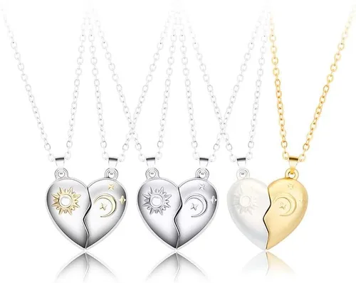 Miniatura 7 de Collar de pareja anillos para mujeres y hombres, collares a juego con corazón para parejas, novias y novias, regalo para el día de San Valentín