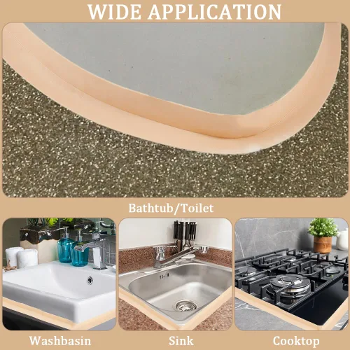 Miniatura 4 de CRASPIRE Cinta selladora de calafateo de 1.4 pulgadas x 10.5 pies, de PVC, color beige, autoadhesiva, impermeable, sellador de calafatas, moldura