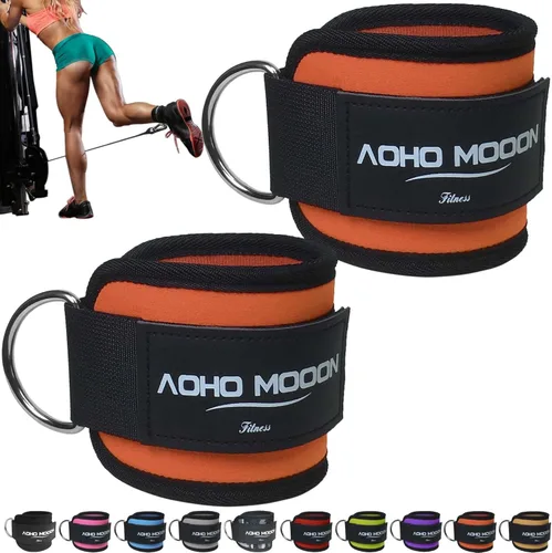 Miniatura 9 de AOHO MOOON Correas de tobillo ajustables y cómodas para máquinas de cable para mujeres, correa de pierna para gimnasio, tobillera para glúteos