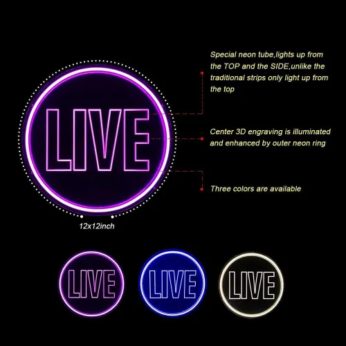 Miniatura 6 de NOXTROND Letrero de Luces de Neón En Vivo, Letrero de Neón LED En Vivo con Alimentación USB para Pared, Decoración de Pared En Vivo Regulable