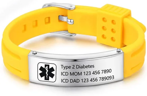 Lam Hub Fong Pulseras de identificación médica ajustables para mujeres y hombres, pulseras deportivas de silicona personalizadas para niños y niñas