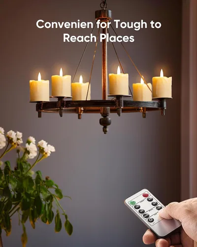 Miniatura 4 de Homemory Velas votivas parpadeantes sin llama con control remoto y temporizador de 2 x 2 pulgadas, funciona con pilas, paquete de 6 velas falsas
