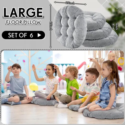 Miniatura 3 de Almohadas de suelo Jerify 22 x 22 Pulgadas Redondas Cuadradas Grandes Almohada de meditación de suelo para salón de clases Meditación para adultos