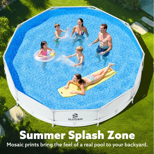 Miniatura 5 de SLOOSH Piscina redonda sobre el suelo, 10 pies x 30 pulgadas, marco redondo para exteriores sobre el suelo, conjunto de piscina para niños y adultos