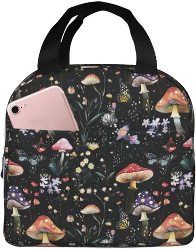 Miniatura 15 de Lonchera con diseño a cuadros azules aislada, bolsa térmica para almuerzo para adultos, niños, niñas, mujeres, oficina, trabajo, escuela, picnic