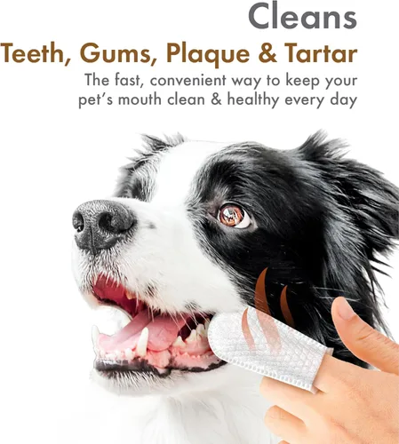 Miniatura 3 de Petkin Toallitas dentales para perros y gatos, 50 toallitas para dedos, sin cordones, ajuste cómodo, tela de microcerdas, limpia dientes, encías