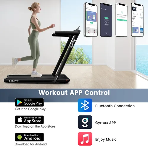 Miniatura 7 de GYMAX Almohadilla para caminar, 2 en 1, instalación gratuita debajo del escritorio, con monitor LED, aplicación inteligente/control remoto y altavoz