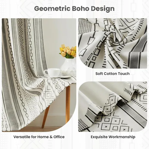 Miniatura 6 de Melodieux Cortinas bohemias 80% opacas de 63 pulgadas de largo para dormitorio, sala de estar, oscurecimiento de sala de estar, cortinas