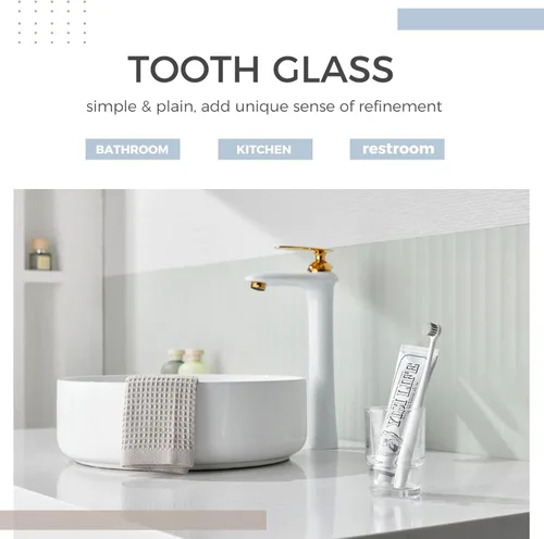 Miniatura 2 de Taza de vidrio para baño, soporte transparente para cepillos de dientes y pasta de dientes, vaso para enjuague bucal